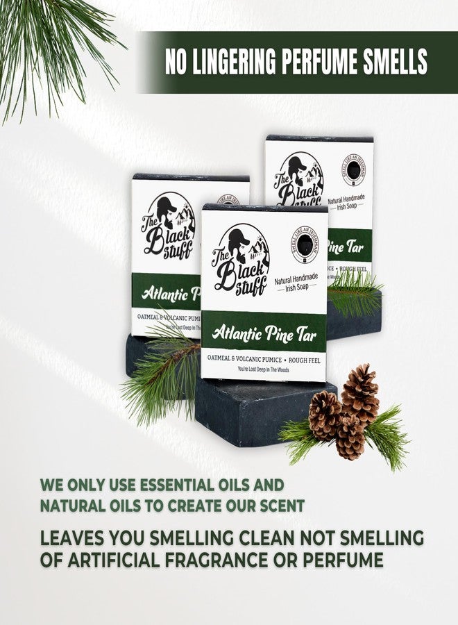 The Black Stuff All Natural Bar Soap for Men Handmade Cold Process Soaps with Organic Ingredients and Essential Oils - Mens Soap for Daily Use, Atlantic Pine Tar (3 Packs) - Image 3